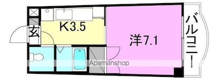 レディアント・チャハル２[1K/24m2]の間取図