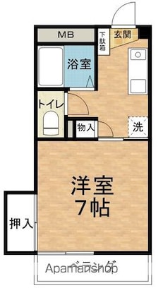 メラベルデＳ[1K/24.75m2]の間取図