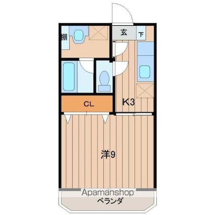 ペルルＭ希望ヶ丘[1K/30.44m2]の間取図