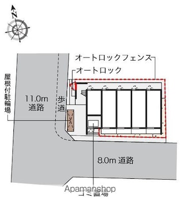 レオネクストシモンズ[1K/26.08m2]の配置図