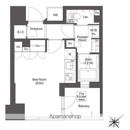 東京都中野区本町４丁目[1R/27.65m2]の間取図