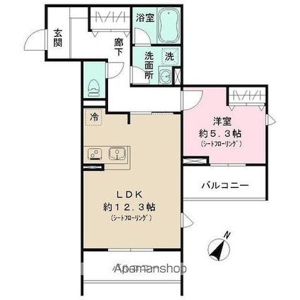 パークサイド宗峯[1LDK/47.36m2]の間取図