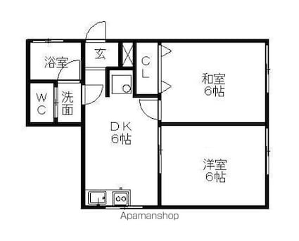 ルネス安原[2DK/44.62m2]の間取図