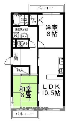 清水東レジデンス[2LDK/54.5m2]の間取図
