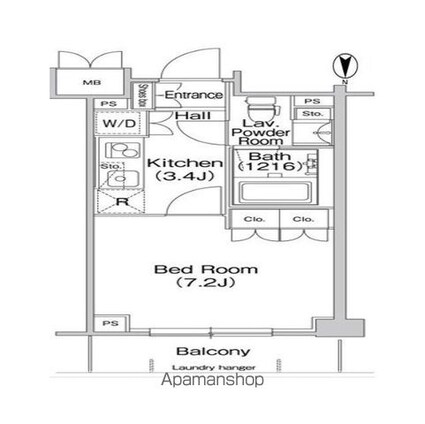コンフォリア駒場[1K/26.31m2]の間取図