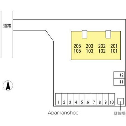 セジュール丹地[2LDK/61.82m2]の配置図