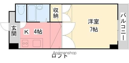 めいぷるどおり[1K/22.33m2]の間取図