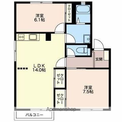 アートフレグランスＣ[2LDK/62.07m2]の間取図