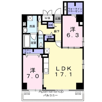 アン　ハヤシ　インク[2LDK/75.69m2]の間取図