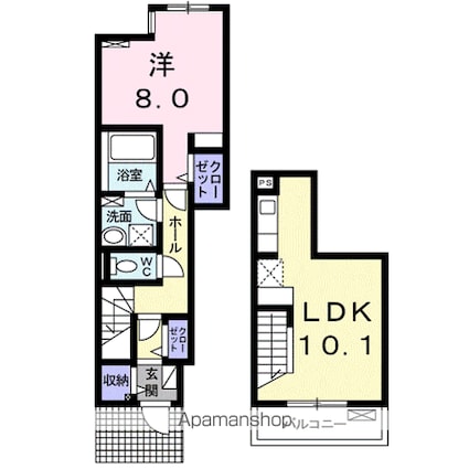 ウエストビレッジ　Ⅱ[1LDK/50.55m2]の間取図