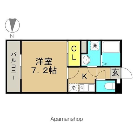 北小岩テラス[1K/26.29m2]の間取図
