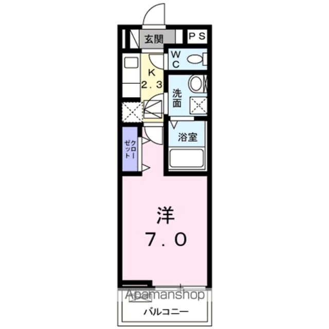 メインクーン[1K/26.72m2]の間取図