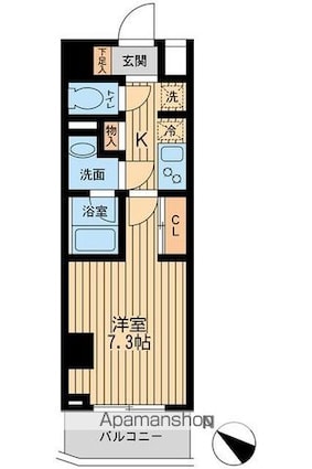 ユニフォート目黒中町[1K/25.26m2]の間取図
