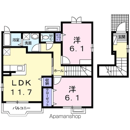 アルモニーハウスＢ[2LDK/60.51m2]の間取図