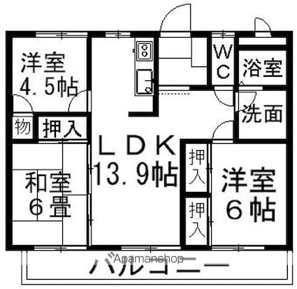 エクセレンス土居田[3LDK/65.25m2]の間取図