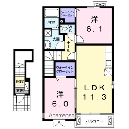 カーサ　エスペランツァ[2LDK/57.57m2]の間取図