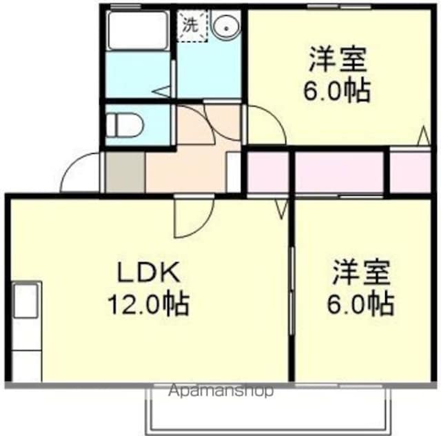 岡山県倉敷市玉島[2LDK/52.66m2]の間取図