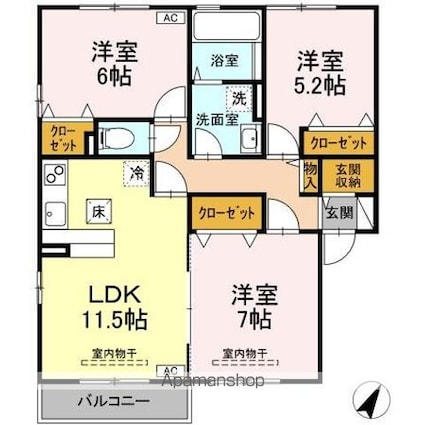 ルーチェ　ソラーレ　Ｂ[3LDK/70.43m2]の間取図