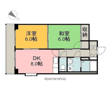 シャインハウスＥ棟[2DK/49.5m2]の間取図