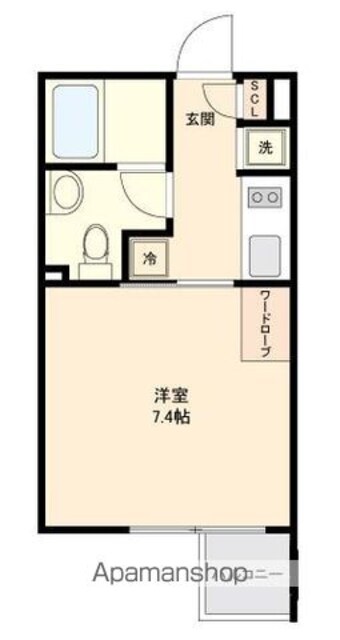 ＧＲＡＮ　ＰＡＳＥＯ新宿[1K/22.9m2]の間取図