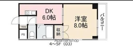 リッチモンド福岡町Ⅱ[1DK/29.65m2]の間取図