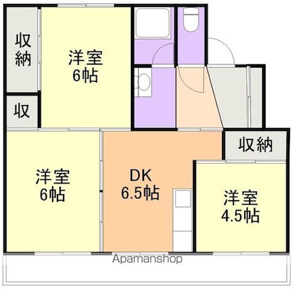 ８０Ｈｉｌｌｓ八代Ⅱ[3DK/53.08m2]の間取図