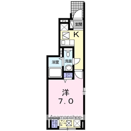 Ｌｉｂｅｒｏ　Ｙ　Ⅱ[1K/27.29m2]の間取図