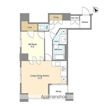 ＬａＳａｎｔｅ池田山[1LDK/54.56m2]の間取図
