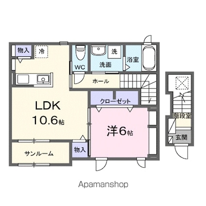 カーサフィオーレ一番館[1LDK/49.15m2]の間取図