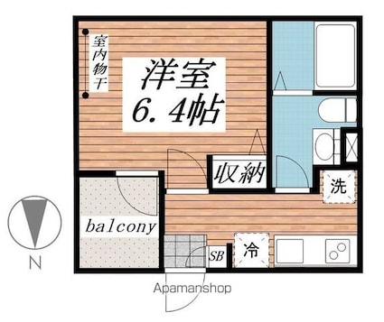ラフレーズゆりの木[1K/22.03m2]の間取図