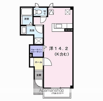 キャプリコートＡ[1K/35.98m2]の間取図