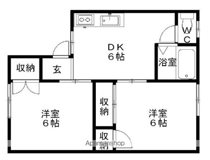 サクラメント紺屋町[2DK/41.98m2]の間取図