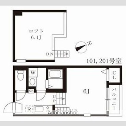 トリオネア千種[1K/20.19m2]の間取図
