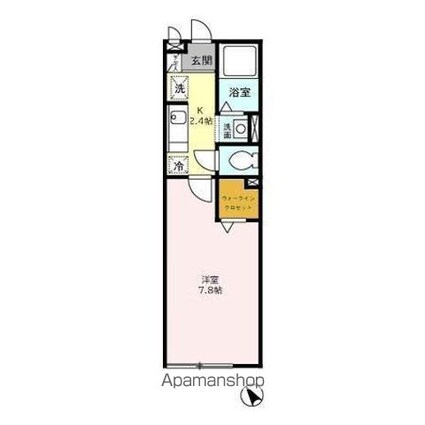 ベルドーラ　Ⅱ[1K/25m2]の間取図