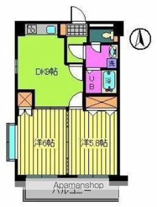 ラ・ヴィータ小坂[2DK/43.74m2]の間取図