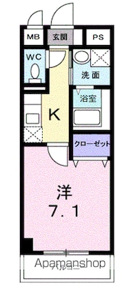ＡＱＵＡ　ＧＡＲＤＥＮ今戸[1K/25.25m2]の間取図