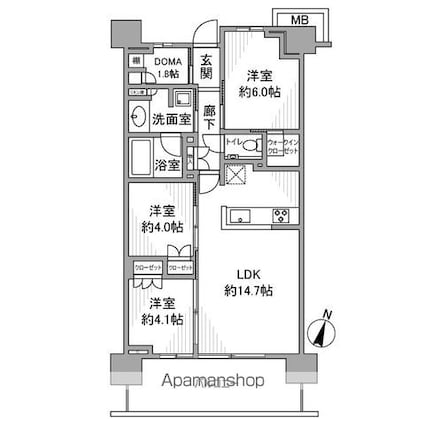 プラウド小竹向原[3LDK/67.28m2]の間取図