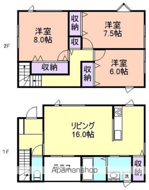 和歌山県和歌山市北出島[3LDK/97.7m2]の間取図