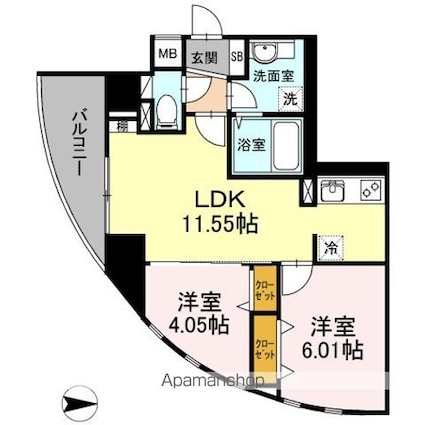 コンフォートレジデンス仙台東口[2LDK/51.31m2]の間取図
