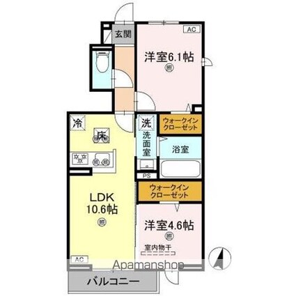 フォーゲルセレーノ　Ａ棟[2LDK/50.56m2]の間取図