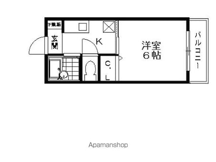 滋賀県彦根市城町２丁目[1K/21m2]の間取図