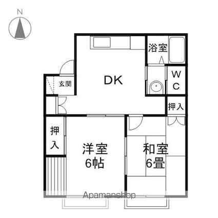 長野県長野市篠ノ井会[2DK/45.38m2]の間取図