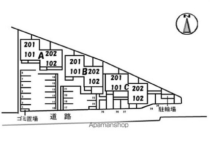 Ｃａｓａ　Ｂｒｏｔｅ　Ｃ棟[2LDK/57.83m2]の配置図