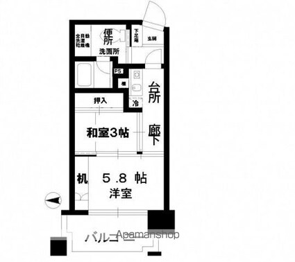 広島県広島市中区大手町２丁目[2K/30.07m2]の間取図