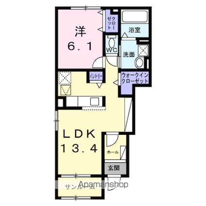 ドメーヌ・ビュール青石[1LDK/50.85m2]の間取図