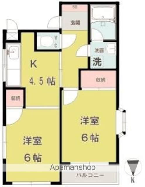 東京都小金井市緑町５丁目[2DK/41.56m2]の間取図