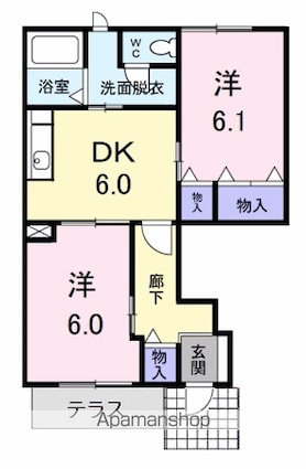 メゾンあゆみＡ[2DK/46.92m2]の間取図