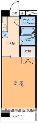 アメニティー味酒[1K/25.12m2]の間取図