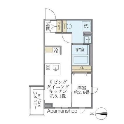 東京都中野区中野１丁目[1LDK/26.22m2]の間取図