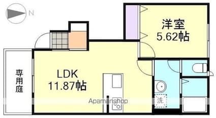 グランディールＤＸ[1LDK/39.75m2]の間取図